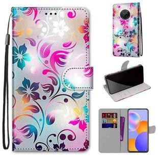 For Huawei Y9a Coloured Drawing Cross Texture Horizontal Flip PU Leather Case with Holder & Card Slots & Wallet & Lanyard(Gradient Colorful Flower)