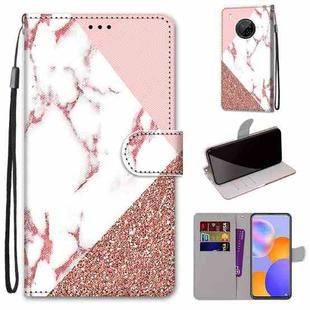 For Huawei Y9a Coloured Drawing Cross Texture Horizontal Flip PU Leather Case with Holder & Card Slots & Wallet & Lanyard(Pink Stone Texture)