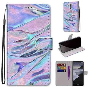 For Nokia 2.4 Coloured Drawing Cross Texture Horizontal Flip PU Leather Case with Holder & Card Slots & Wallet & Lanyard(Fluorescent Water Texture)