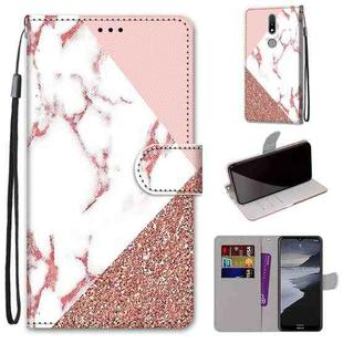 For Nokia 2.4 Coloured Drawing Cross Texture Horizontal Flip PU Leather Case with Holder & Card Slots & Wallet & Lanyard(Pink Stone Texture)