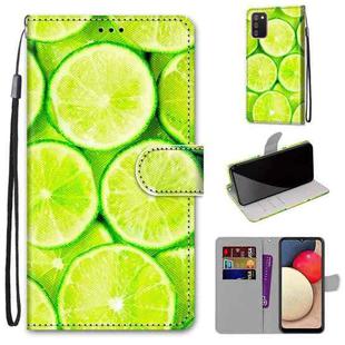 For Samsung Galaxy A02s / M02s Coloured Drawing Cross Texture Horizontal Flip PU Leather Case with Holder & Card Slots & Wallet & Lanyard(Green Lemon)