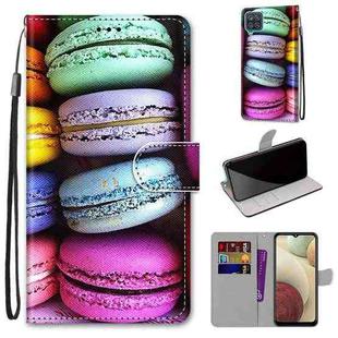 For Samsung Galaxy A12 / M12 Coloured Drawing Cross Texture Horizontal Flip PU Leather Case with Holder & Card Slots & Wallet & Lanyard(Colorful Cakes)