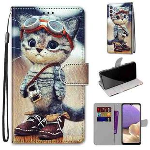 For Samsung Galaxy A32 5G Coloured Drawing Cross Texture Horizontal Flip PU Leather Case with Holder & Card Slots & Wallet & Lanyard(Leather Shoes Cat)