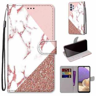 For Samsung Galaxy A32 5G Coloured Drawing Cross Texture Horizontal Flip PU Leather Case with Holder & Card Slots & Wallet & Lanyard(Pink Stone Texture)