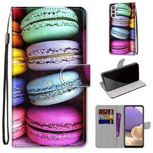 For Samsung Galaxy A32 5G Coloured Drawing Cross Texture Horizontal Flip PU Leather Case with Holder & Card Slots & Wallet & Lanyard(Colorful Cakes)