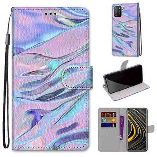 For Xiaomi Poco M3 Coloured Drawing Cross Texture Horizontal Flip PU Leather Case with Holder & Card Slots & Wallet & Lanyard(Fluorescent Water Texture)