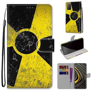 For Xiaomi Poco M3 Coloured Drawing Cross Texture Horizontal Flip PU Leather Case with Holder & Card Slots & Wallet & Lanyard(Yellow Black Logo)