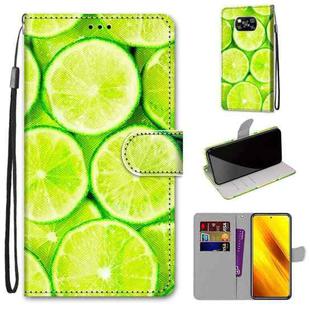 For Xiaomi Poco X3 NPC Coloured Drawing Cross Texture Horizontal Flip PU Leather Case with Holder & Card Slots & Wallet & Lanyard(Green Lemon)