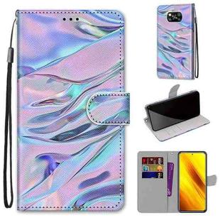 For Xiaomi Poco X3 NPC Coloured Drawing Cross Texture Horizontal Flip PU Leather Case with Holder & Card Slots & Wallet & Lanyard(Fluorescent Water Texture)