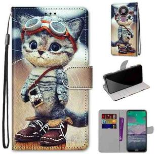 For Nokia 3.4 Coloured Drawing Cross Texture Horizontal Flip PU Leather Case with Holder & Card Slots & Wallet & Lanyard(Leather Shoes Cat)