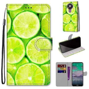 For Nokia 3.4 Coloured Drawing Cross Texture Horizontal Flip PU Leather Case with Holder & Card Slots & Wallet & Lanyard(Green Lemon)