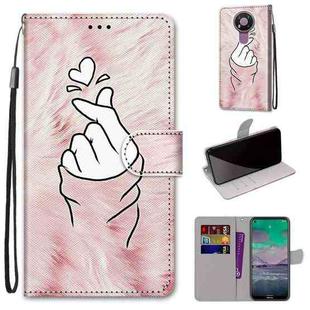 For Nokia 3.4 Coloured Drawing Cross Texture Horizontal Flip PU Leather Case with Holder & Card Slots & Wallet & Lanyard(Pink Hands Heart)