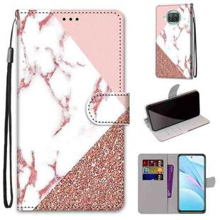 For Xiaomi Mi 10T Lite Coloured Drawing Cross Texture Horizontal Flip PU Leather Case with Holder & Card Slots & Wallet & Lanyard(Pink Stone Texture)