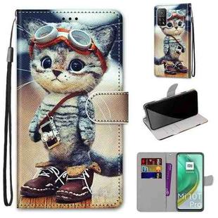 For Xiaomi Mi 10T Pro / 10T / K30s Coloured Drawing Cross Texture Horizontal Flip PU Leather Case with Holder & Card Slots & Wallet & Lanyard(Leather Shoes Cat)