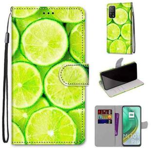 For Xiaomi Mi 10T Pro / 10T / K30s Coloured Drawing Cross Texture Horizontal Flip PU Leather Case with Holder & Card Slots & Wallet & Lanyard(Green Lemon)