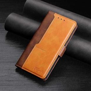 For iPhone XS Max Retro Texture Contrast Color Side Buckle Horizontal Flip Leather Case with Holder & Card Slots & Wallet(Brown)