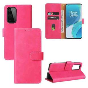For OnePlus 9 Pro Solid Color Skin Feel Magnetic Buckle Horizontal Flip Calf Texture PU Leather Case with Holder & Card Slots & Wallet(Rose Red)