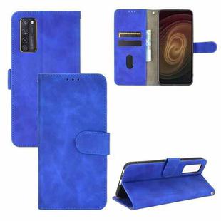 For ZTE Axon 20 5G / A20 5G Solid Color Skin Feel Magnetic Buckle Horizontal Flip Calf Texture PU Leather Case with Holder & Card Slots & Wallet(Blue)