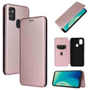 For ZTE Blade A7s 2020 Carbon Fiber Texture Horizontal Flip TPU + PC + PU Leather Case with Card Slot(Pink)