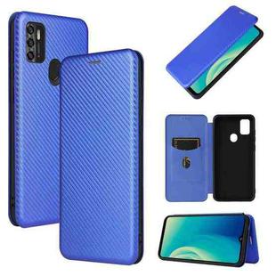 For ZTE Blade A7s 2020 Carbon Fiber Texture Horizontal Flip TPU + PC + PU Leather Case with Card Slot(Blue)