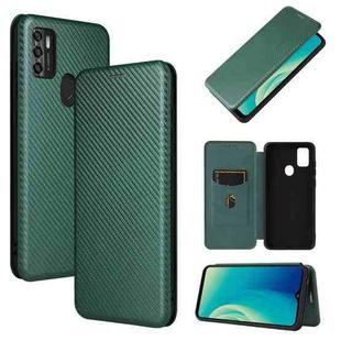 For ZTE Blade A7s 2020 Carbon Fiber Texture Horizontal Flip TPU + PC + PU Leather Case with Card Slot(Green)