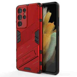 For Samsung Galaxy S21 Ultra 5G Punk Armor 2 in 1 PC + TPU Shockproof Case with Invisible Holder(Red)