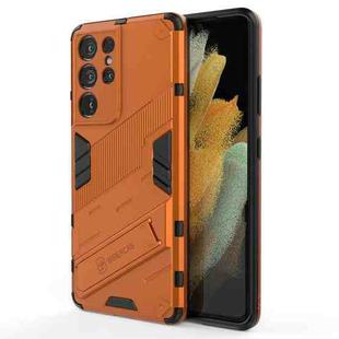 For Samsung Galaxy S21 Ultra 5G Punk Armor 2 in 1 PC + TPU Shockproof Case with Invisible Holder(Orange)