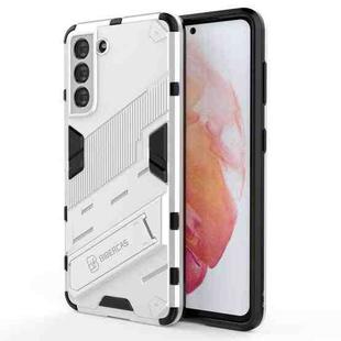 For Samsung Galaxy S21 5G Punk Armor 2 in 1 PC + TPU Shockproof Case with Invisible Holder(White)