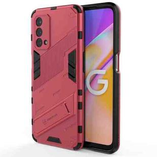 For OPPO A93 5G Punk Armor 2 in 1 PC + TPU Shockproof Case with Invisible Holder(Light Red)