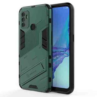 For OPPO A53 4G Punk Armor 2 in 1 PC + TPU Shockproof Case with Invisible Holder(Green)