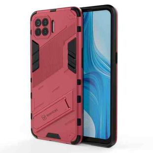 For OPPO F17 Pro Punk Armor 2 in 1 PC + TPU Shockproof Case with Invisible Holder(Light Red)