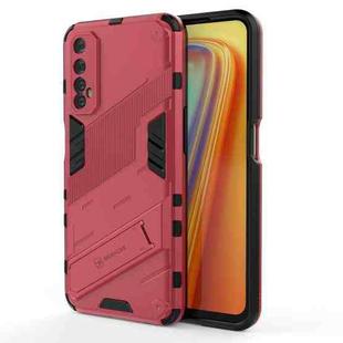 For OPPO Realme 7 Punk Armor 2 in 1 PC + TPU Shockproof Case with Invisible Holder(Light Red)