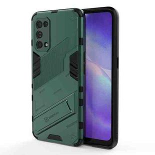 For OPPO Reno5 5G Punk Armor 2 in 1 PC + TPU Shockproof Case with Invisible Holder(Green)