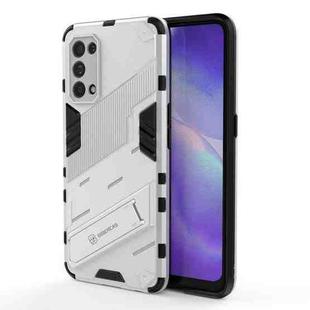 For OPPO Reno5 5G Punk Armor 2 in 1 PC + TPU Shockproof Case with Invisible Holder(White)
