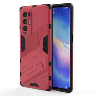 For OPPO Reno5 Pro+ Punk Armor 2 in 1 PC + TPU Shockproof Case with Invisible Holder(Light Red)