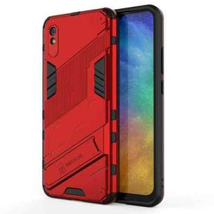For Xiaomi Redmi 9A Punk Armor 2 in 1 PC + TPU Shockproof Case with Invisible Holder(Red)