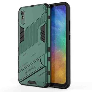 For Xiaomi Redmi 9A Punk Armor 2 in 1 PC + TPU Shockproof Case with Invisible Holder(Green)