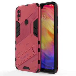 For Xiaomi Redmi Note 7 Punk Armor 2 in 1 PC + TPU Shockproof Case with Invisible Holder(Light Red)