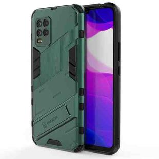 For Xiaomi Mi 10 Lite 5G Punk Armor 2 in 1 PC + TPU Shockproof Case with Invisible Holder(Green)