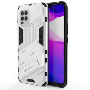 For Xiaomi Mi 10 Lite 5G Punk Armor 2 in 1 PC + TPU Shockproof Case with Invisible Holder(White)