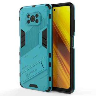 For Xiaomi Poco X3 Punk Armor 2 in 1 PC + TPU Shockproof Case with Invisible Holder(Blue)