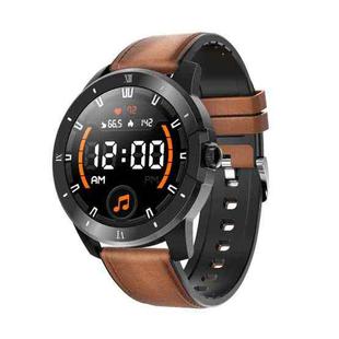MX12 1.3 inch IPS Color Screen IP68 Waterproof Smart Watch, Support Bluetooth Call / Sleep Monitoring / Heart Rate Monitoring, Style: Leather Strap(Black Brown)