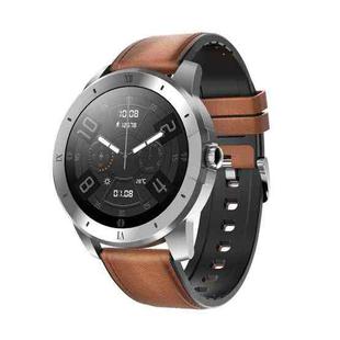 MX12 1.3 inch IPS Color Screen IP68 Waterproof Smart Watch, Support Bluetooth Call / Sleep Monitoring / Heart Rate Monitoring, Style: Leather Strap(Silver Brown)