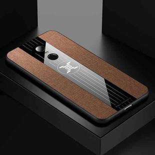For Xiaomi Redmi 5 Plus XINLI Stitching Cloth Texture Shockproof TPU Protective Case(Brown)