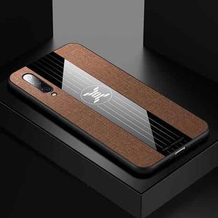 For Xiaomi Mi 9 XINLI Stitching Cloth Texture Shockproof TPU Protective Case(Brown)