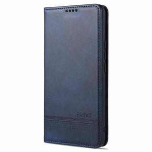 For vivo X60 5G AZNS Magnetic Calf Texture Horizontal Flip Leather Case with Card Slots & Holder & Wallet(Dark Blue)