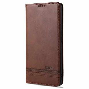 For vivo X60 5G AZNS Magnetic Calf Texture Horizontal Flip Leather Case with Card Slots & Holder & Wallet(Dark Brown)