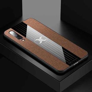 For Xiaomi Mi 9 SE XINLI Stitching Cloth Texture Shockproof TPU Protective Case(Brown)