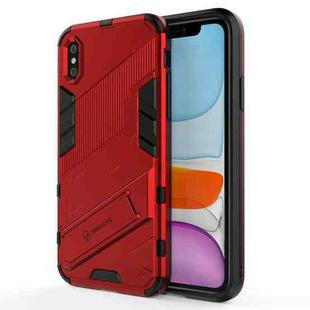 For iPhone X / XS Punk Armor 2 in 1 PC + TPU Shockproof Case with Invisible Holder(Red)