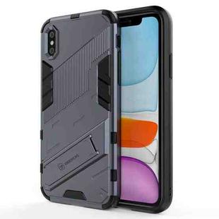 For iPhone X / XS Punk Armor 2 in 1 PC + TPU Shockproof Case with Invisible Holder(Grey)